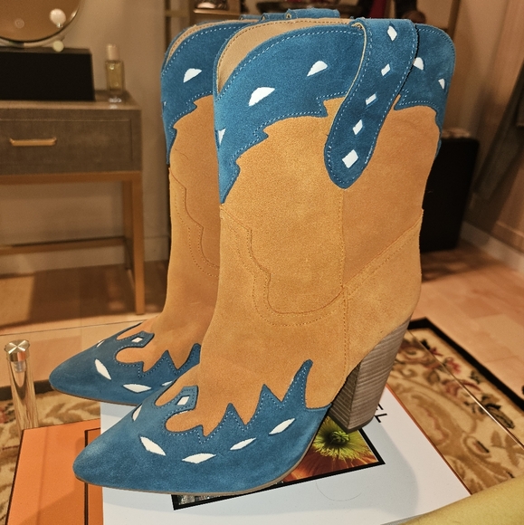 Dingo blue and orange cowboy boots - Picture 2 of 7